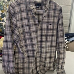Vineyard Vines Men's Gray  & Blue Checkered Slim Fit Tucker Shirt